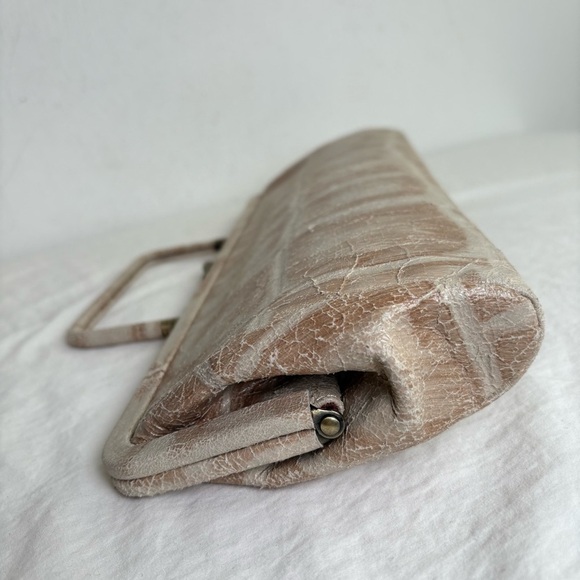 HOBO International Genuine Leather Neutral Animal Print Satchel Clutch Bag - Picture 9 of 17